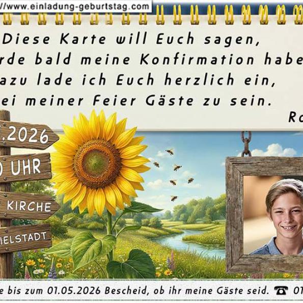 Die Einladung zur Konfirmation mit deinem Foto vor einem Traumstrand