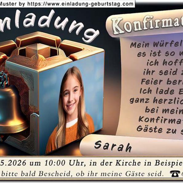 Die Einladung zur Konfirmation mit deinem Foto in einem Fenster