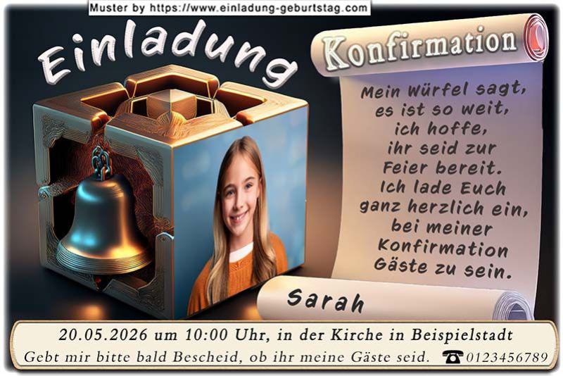 Die Einladung zur Konfirmation mit deinem Foto in einem Fenster