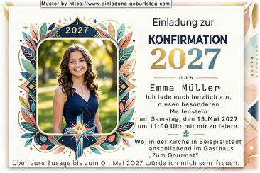 Die Einladung zur Konfirmation mit deinem Foto in einem originellen, modernen Rahmen