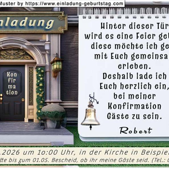 Die Einladung zur Konfirmation mit dem Verkehrsschild und dem Wegweiser