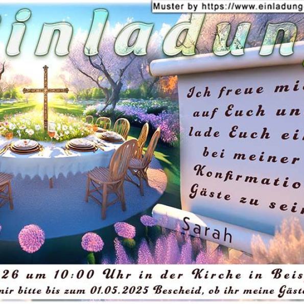 Die Einladung zur Konfirmation mit dem Text auf 2 Holztafeln.