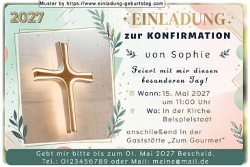 Die originelle Einladung zur Konfirmation mit dem leuchtenden Kreuz