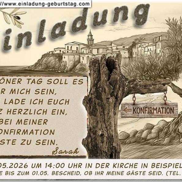 Die Einladung zur Konfirmation mit der Fahne