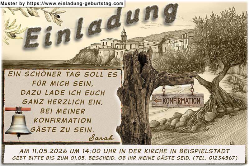 Die Einladung zur Konfirmation mit der Fahne