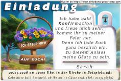 Die Einladung zur Konfirmation mit dem Text auf einer Holztafel