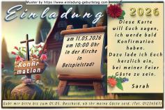 die Einladungskarte zur Konfirmation mit dem speziellen Wecker