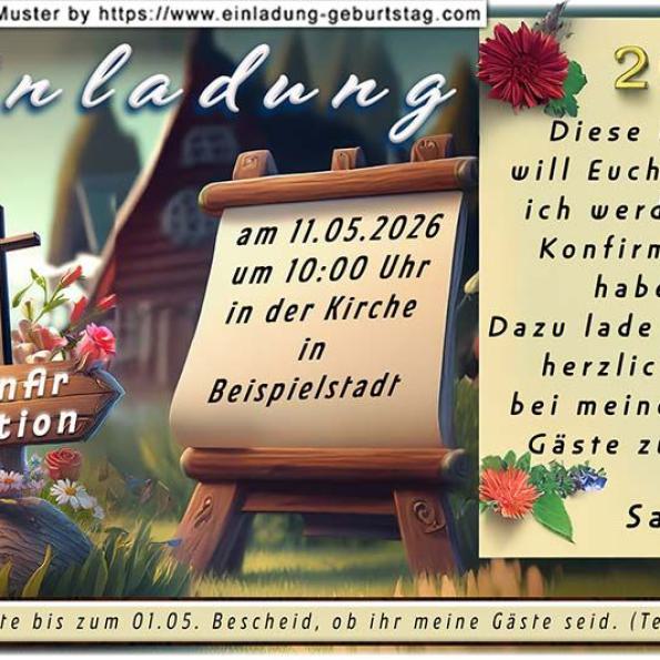 die Einladungskarte zur Konfirmation mit dem speziellen Wecker