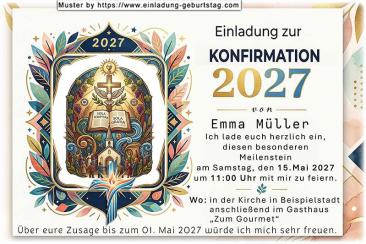 Die originelle Einladung zur Konfirmation mit dem modern umrahmten Bild
