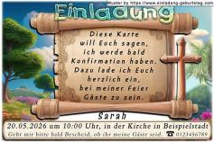 Die Einladungskarte zur Konfirmation mit der Sanduhr