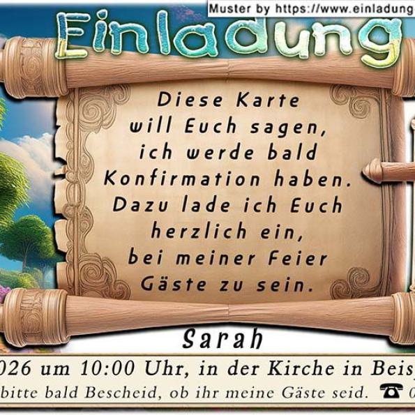 Die Einladungskarte zur Konfirmation mit der Sanduhr