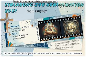 Die originelle Einladung zur Konfirmation mit den 2 Bildern auf einem Filmstreifen