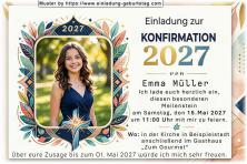 Die Einladung zur Konfirmation mit deinem Foto in einem originellen, modernen Rahmen