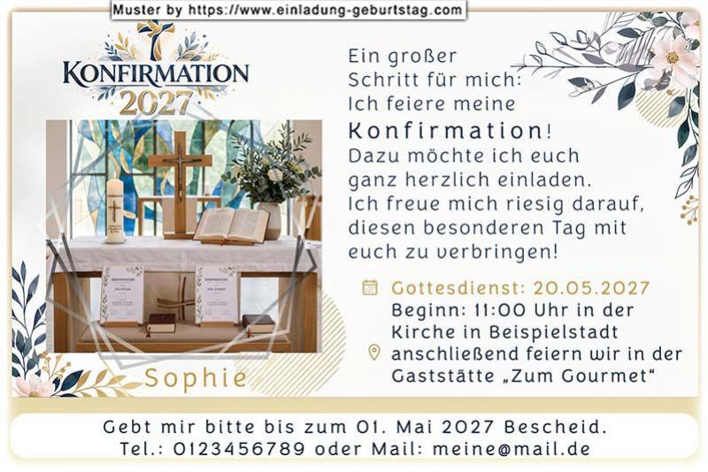 Die originelle Einladung zur Konfirmation mit dem Tisch, auf dem ein Kreuz steht