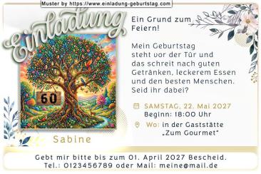 Die originelle Einladung zum Geburtstag mit dem Lebensbaum, an dem Ihr Alter hängt
