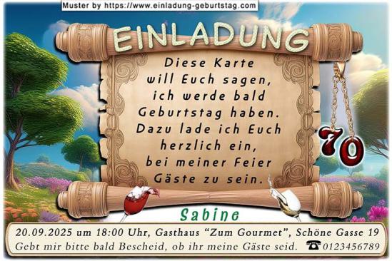 Die originelle Einladung zum Geburtstag - Auf einer originellen rustikalen Schriftrolle befindet sich Ihr Einladungstext.