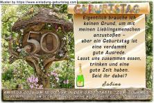 Die originelle Einladung zum Geburtstag - Ein markanter Punkt in mitten einer Landschaft mit Ihrem Alter umgeben von Blumen.