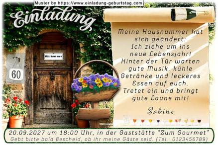 Die originelle Einladung zum Geburtstag mit Ihrer Haustür und Ihrem neuen Alter als Hausnummer