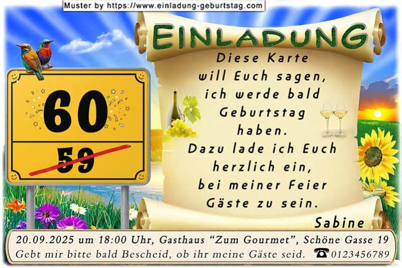 Die originelle Einladung zum Geburtstag - Auf einem großen gelben Hinweisschild befinden sich Ihr neues und (durchgestrichen) Ihr bisheriges Alter.
