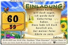Die originelle Einladung zum Geburtstag - Auf einem großen gelben Hinweisschild befinden sich Ihr neues und (durchgestrichen) Ihr bisheriges Alter.