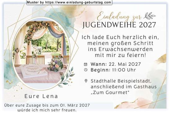 die originelle Einladung zur Jugendweihe mit dem ovalen Bild