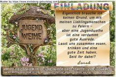 Die Einladung zur Jugendweihe mit dem Verkehrszeichen
