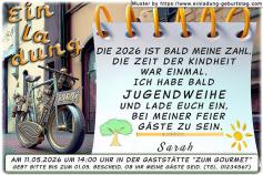 Die Einladung zur Jugendweihe mit 2 Textfeldern