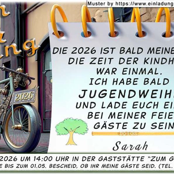 Die Einladung zur Jugendweihe mit 2 Textfeldern