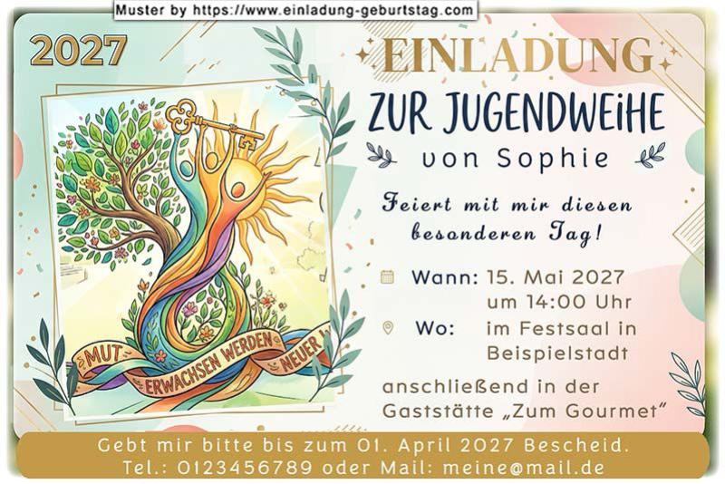 die originelle Einladung zur Jugendweihe mit der kreativen Zeichnung