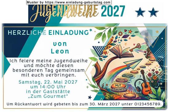 die originelle Einladung zur Jugendweihe mit deinen Stichpunkten