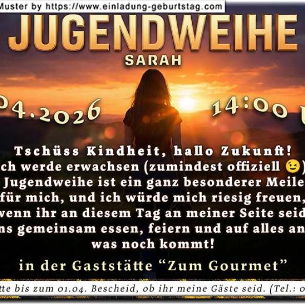 Die Einladung zur Jugendweihe mit der wehenden Fahne