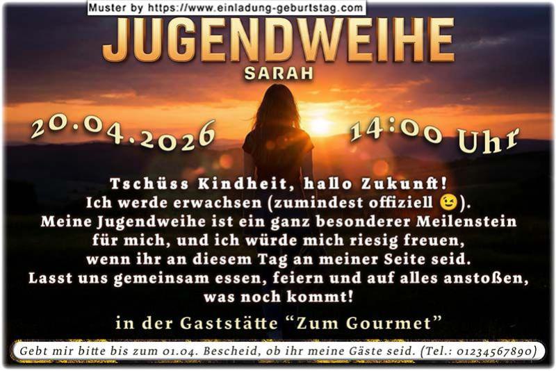Die Einladung zur Jugendweihe mit der wehenden Fahne