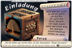 Die Einladung zur Jugendweihe mit der wellenförmigen Schrift