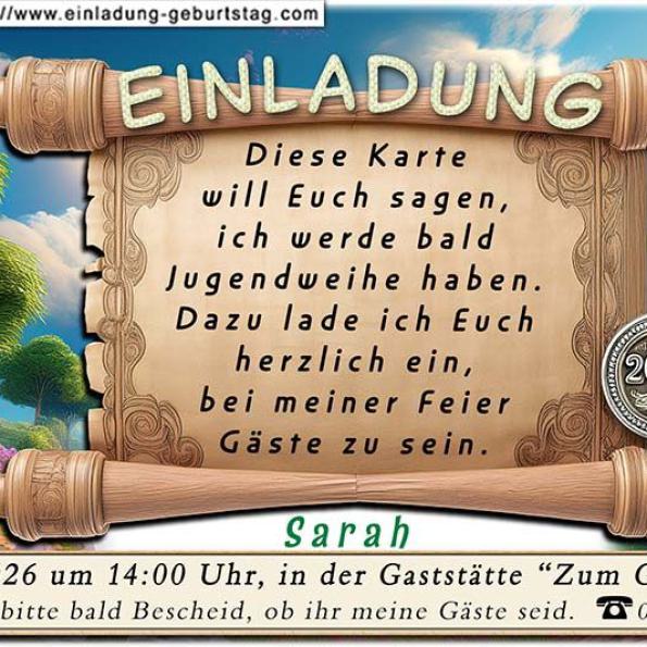 Die Einladung zur Jugendweihe mit dem Partybild