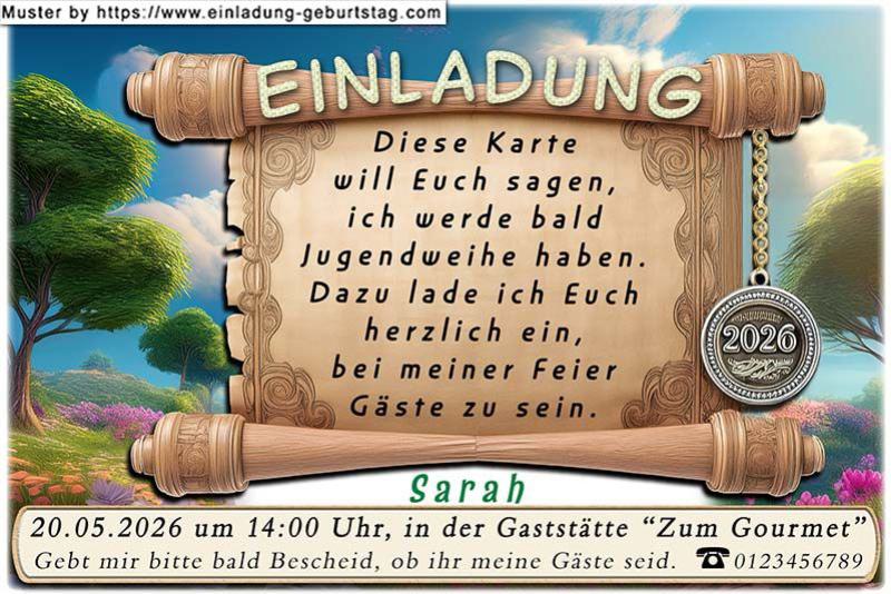 Die Einladung zur Jugendweihe mit dem Partybild