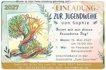 die originelle Einladung zur Jugendweihe mit der kreativen Zeichnung
