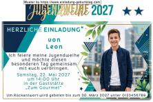 Die Einladung zur Jugendweihe mit Foto auf einer Einladungskarte im modernen Design