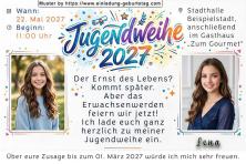 Die Einladung zur Jugendweihe mit 2 deiner Fotos auf einer Einladungskarte.
