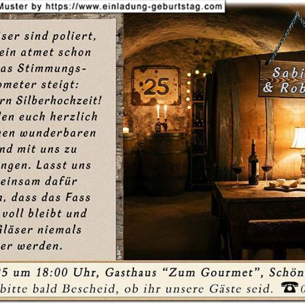 Die Einladungskarte zur Silberhochzeit mit der Filmklappe