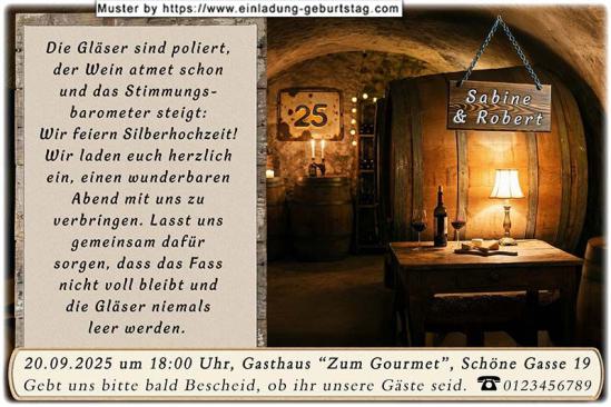 originelle Einladung zur Silberhochzeit - der Weinkeller