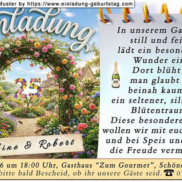 Die Einladungskarte zur Silberhochzeit mit Ihren Wünschen an die Gäste