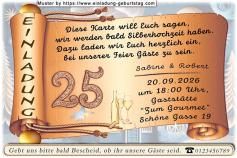 Die Einladungskarte zur Silberhochzeit mit dem Verkehrsschild