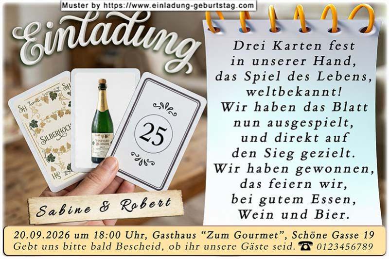 originelle Einladung zur Silberhochzeit - das besondere Kartenspiel zur Feier