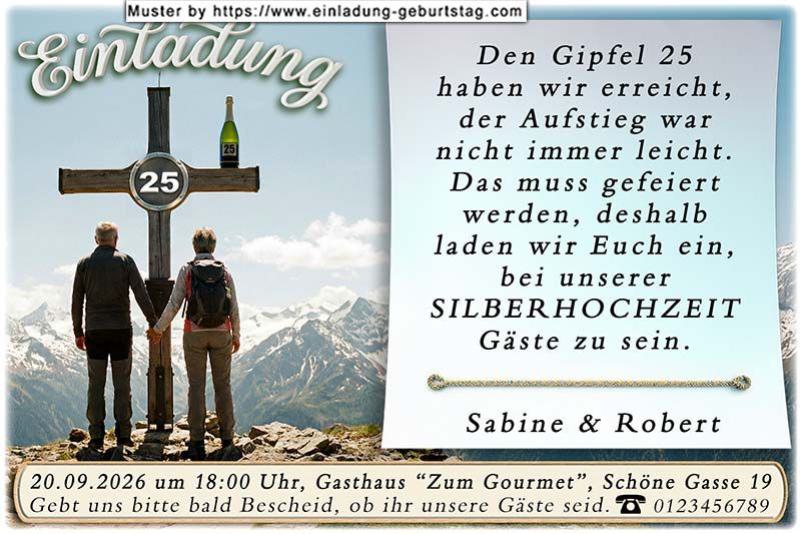 originelle Einladung zur Silberhochzeit - das Paar vor dem Gipfelkreuz 25