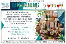 Die originelle Einladung zur Silberhochzeit mit dem Getränkearrangement für Ihre Gäste