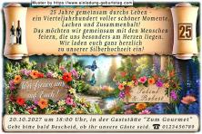 Die originelle Einladung zur Silberhochzeit mit Ihrem Text vor einer Traumlandschaft