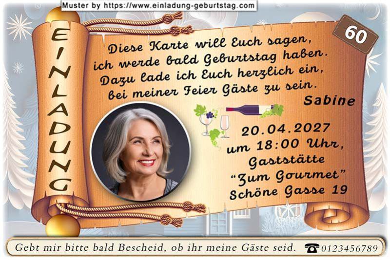 Die Einladung zum Geburtstag - Ihr Foto wird rund ausgeschnitten und in eine Schriftrolle eingesetzt