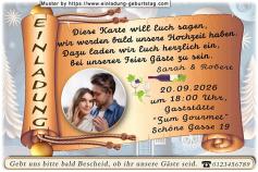 Die Einladungskarte zur Hochzeit mit Ihrem Foto und der Filmklappe