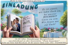 Die Einladungskarte zur Hochzeit mit Ihrem Foto und den lustigen Hinweisen für Ihre Gäste