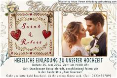 die Einladungskarte zur Hochzeitsfeier mit Ihrem Foto vor einer Naturlandschaft